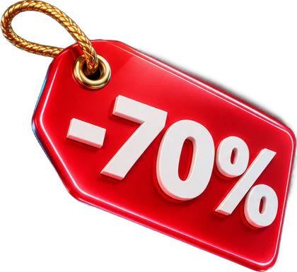 Etiqueta vermelha de -70%